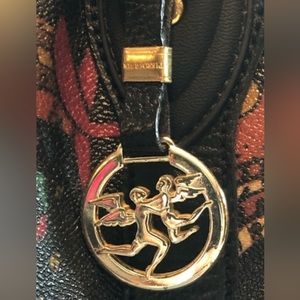 ISO vintage Piero Guidi black leather and gold hang bag charm